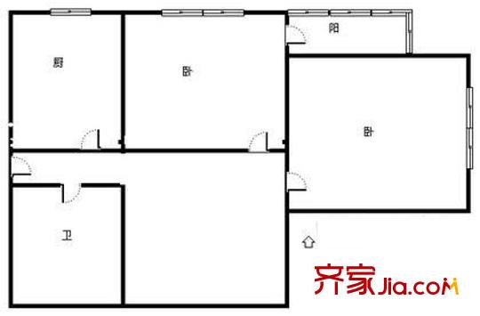 八里庄西里户型图户型图 2室1厅1卫1厨