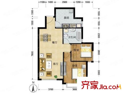 逸翠园 2室 户型图