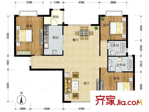 逸翠园 3室 户型图