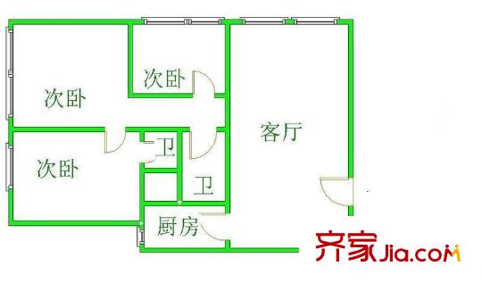 京华豪园户型图3室 户型图 3室1厅2卫1厨