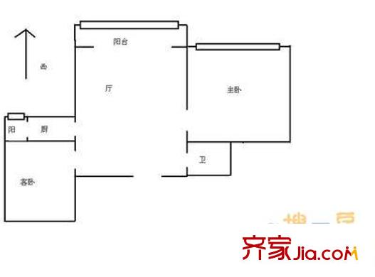 优士阁 2室 户型图
