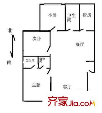 扬州水乡户型图户型图 3室2厅2卫1厨