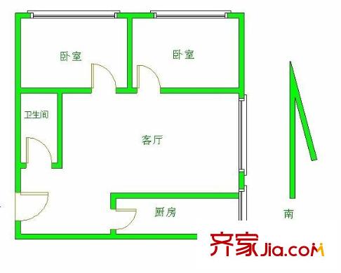扬州水乡 2室 户型图