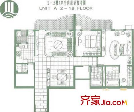 景园公寓 2室 户型图