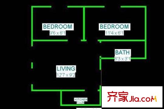 管庄东里户型图户型图 2室1厅1卫1厨