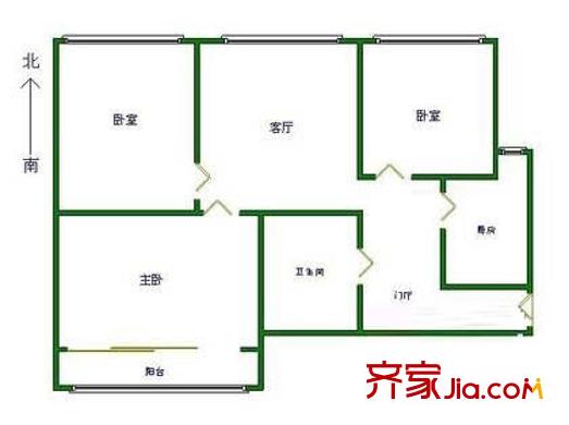 管庄东里户型图户型图 3室2厅1卫1厨