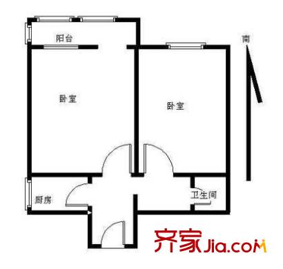 西坝河西里户型图户型图 2室1卫1厨
