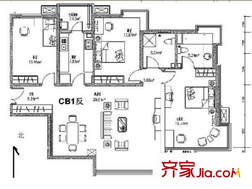 百旺茉莉园 3室 户型图