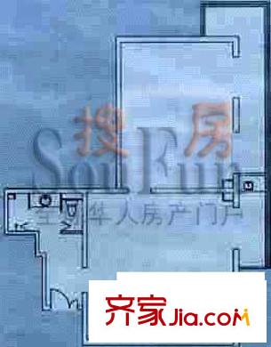 优士阁户型图A栋02一居室户型 1室1厅1卫1厨