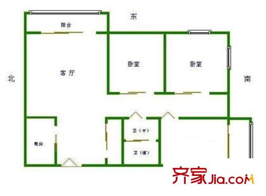 管庄东里户型图户型图 3室1厅2卫1厨