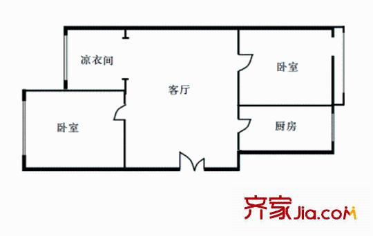 管庄东里户型图户型图 2室1厅1卫1厨