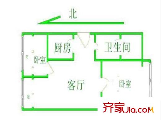 管庄东里户型图户型图 2室1厅1卫1厨