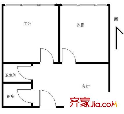 胡家园小区户型图2室 户型图 2室1厅1卫1厨