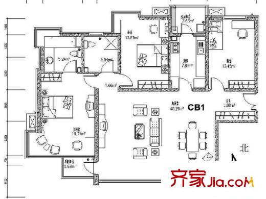 百旺茉莉园 3室 户型图