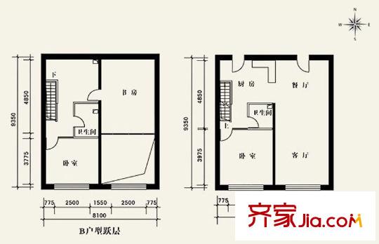 鑫源国际户型图B户型 3室2厅2卫1厨