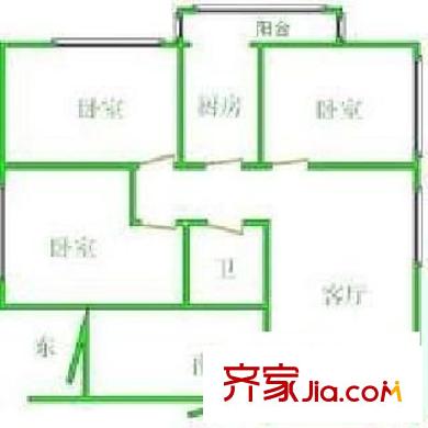团结湖北五条 3室 户型图