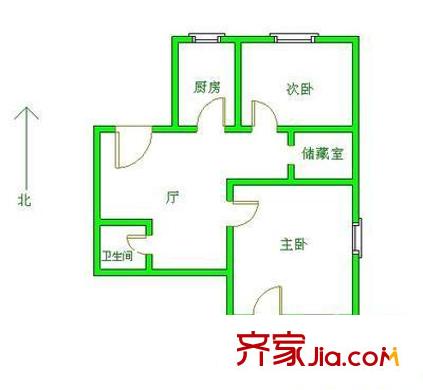 甜水园东里户型图户型图 2室1厅1卫1厨