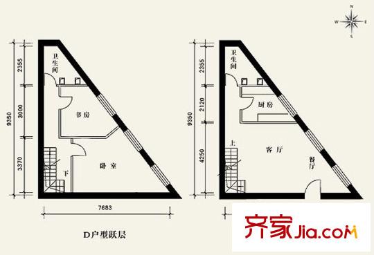 鑫源国际户型图D户型 2室2厅2卫1厨
