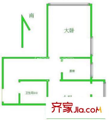团结湖北五条户型图户型图 2室1卫1厨