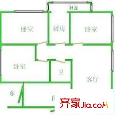 团结湖北五条 3室 户型图
