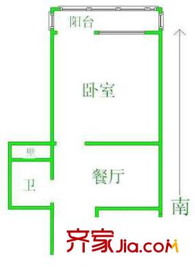 团结湖北三条户型图户型图 1室1厅1卫1厨