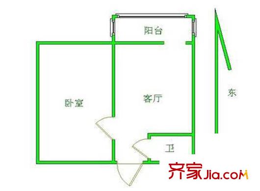 团结湖北三条户型图户型图 1室1厅1卫1厨