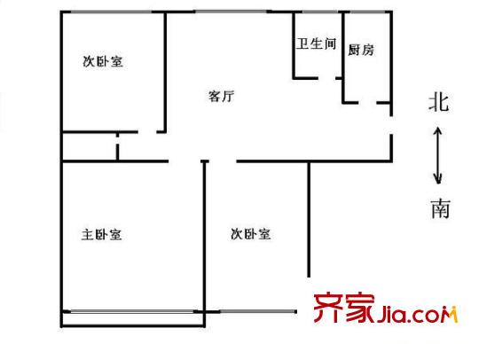 甜水园东里户型图户型图 3室1厅1卫1厨