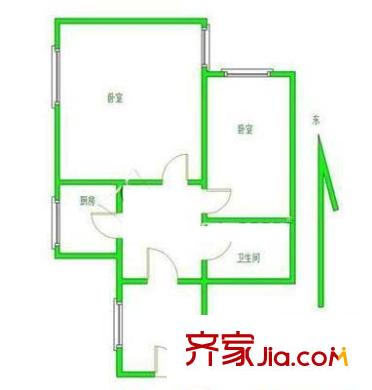 甜水园东里户型图户型图 2室2厅1卫1厨