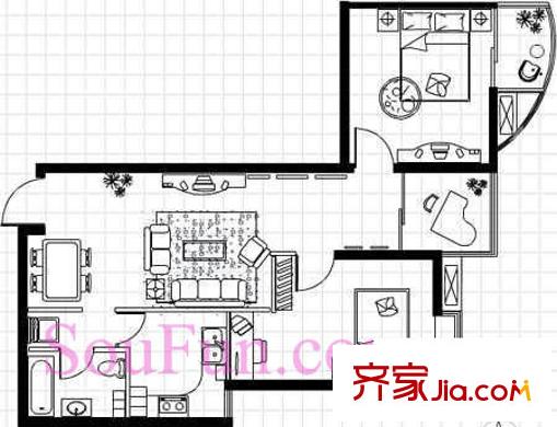 欧园北欧印象户型图户型图 2室2厅1卫1厨