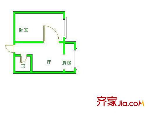 团结湖北三条户型图户型图 1室1厅1卫1厨