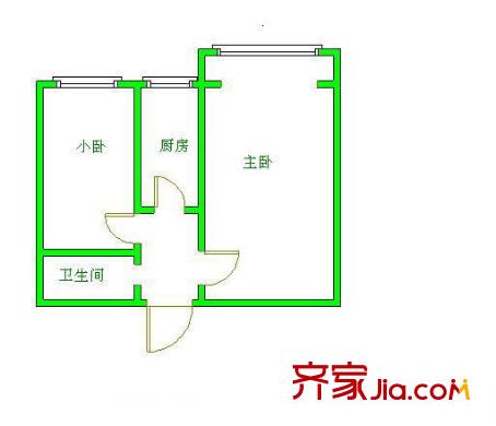 团结湖北三条户型图户型图 2室1卫1厨
