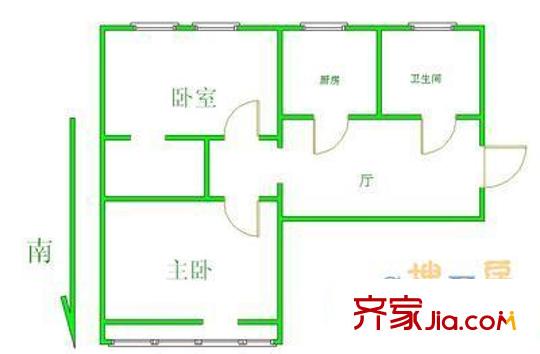 枣营南里户型图户型图 2室1厅1卫1厨