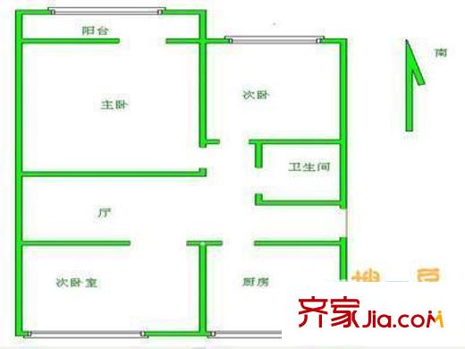 志新北里户型图户型图 3室1厅1卫1厨