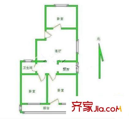 志新北里户型图户型图 3室1厅1卫1厨