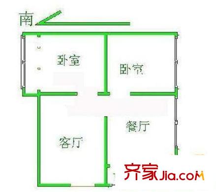 志新北里户型图户型图 2室2厅1卫1厨