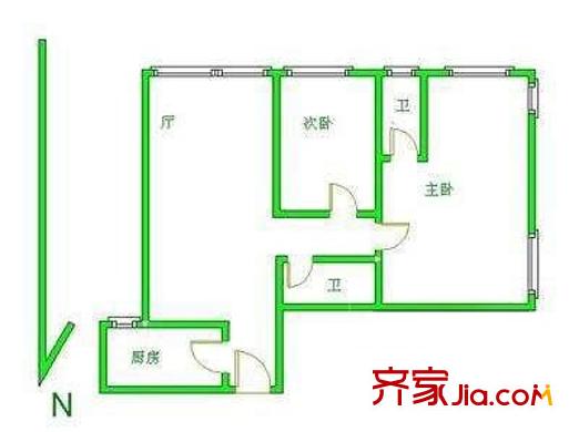 惠新南里2号院户型图户型图 2室1厅2卫1厨