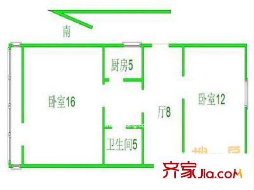 华威西里户型图户型图 2室1厅1卫1厨