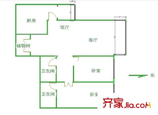 枣营南里户型图户型图 2室2厅2卫1厨