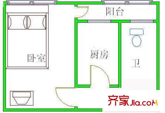 和平街十三区户型图户型图 1室1厅1卫1厨