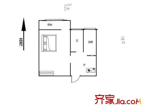 西王庄小区 1室 户型图