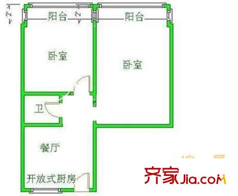 广渠门外大街6号院户型图户型图 2室1厅1卫1厨