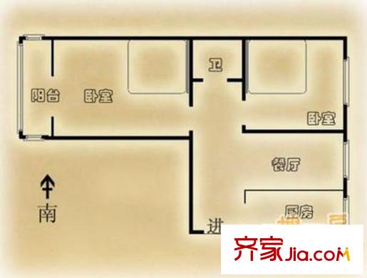 广和东里 2室 户型图