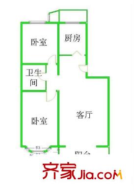 亚新一里 2室 户型图