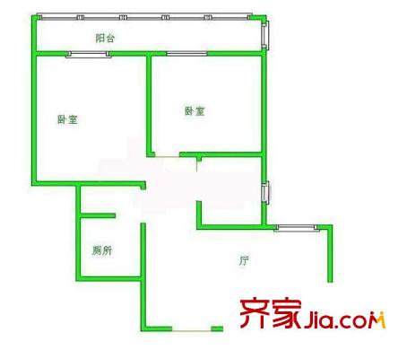 志新北里户型图户型图 2室1厅1卫1厨