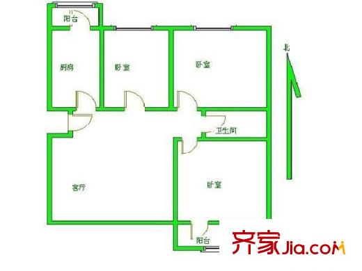 亚新一里 2室 户型图