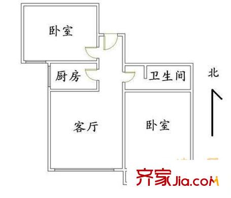 清华大学家属院 2室 户型图