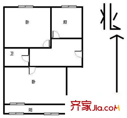新科祥园户型图户型图 2室1厅1卫1厨