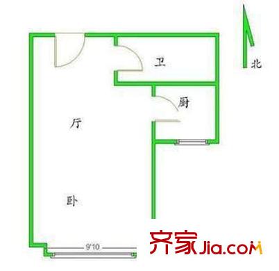 广渠门外大街6号院户型图户型图 1室1厅1卫1厨