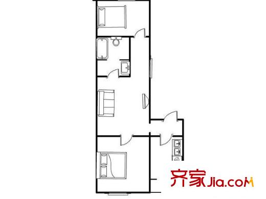 三山新新家园户型图2室 户型图 2室1厅1卫1厨