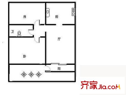 三山新新家园户型图户型图 2室1厅1卫1厨